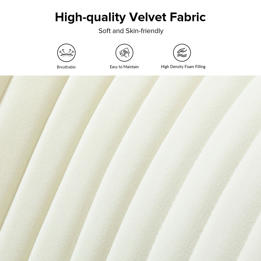 Velvet Tufted Loveseat Sofa With Golden Base, Ivory