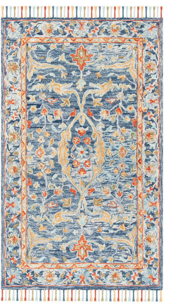 Safavieh Aspen Apn116M Bohemian Rug, Blue/Rust, 7'0"x7'0" Square