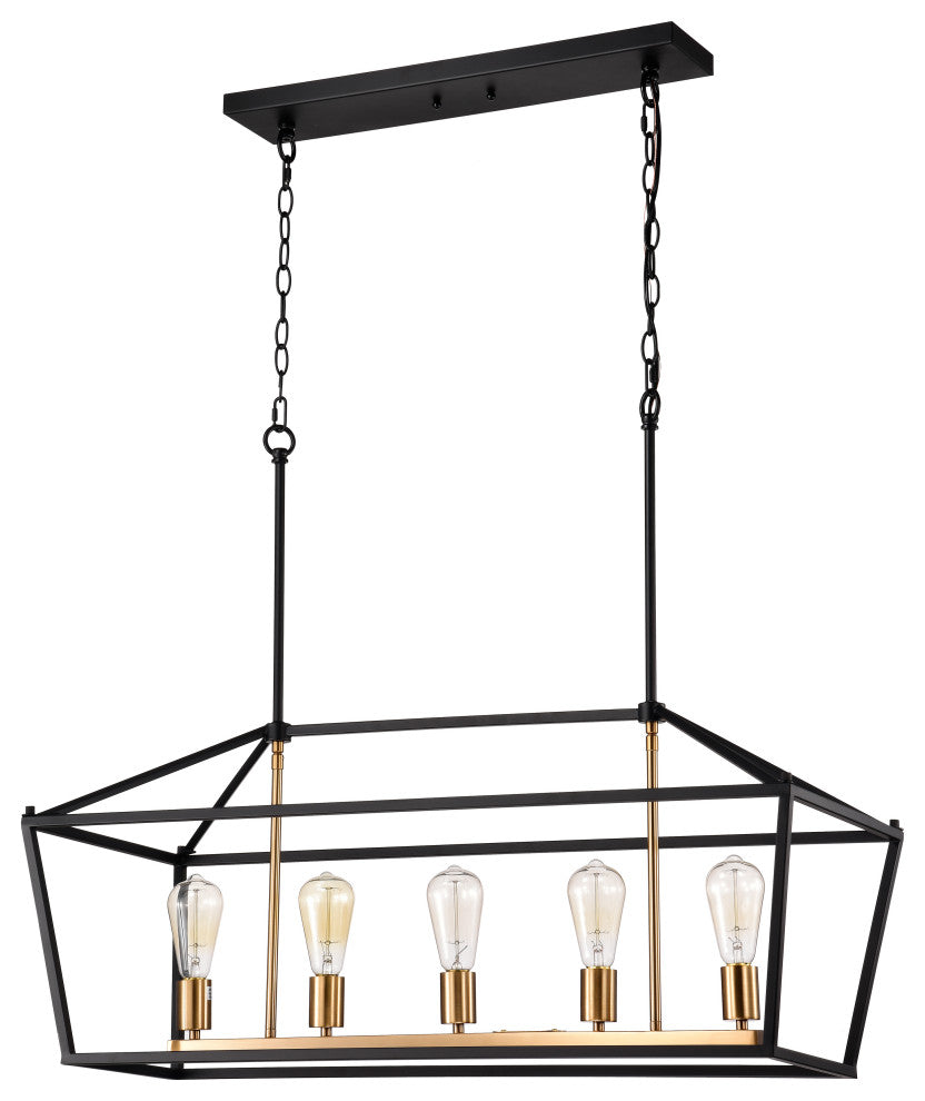 CHLOE Lighting IRONCLAD Industrial 5-Light Textured Black Pendant