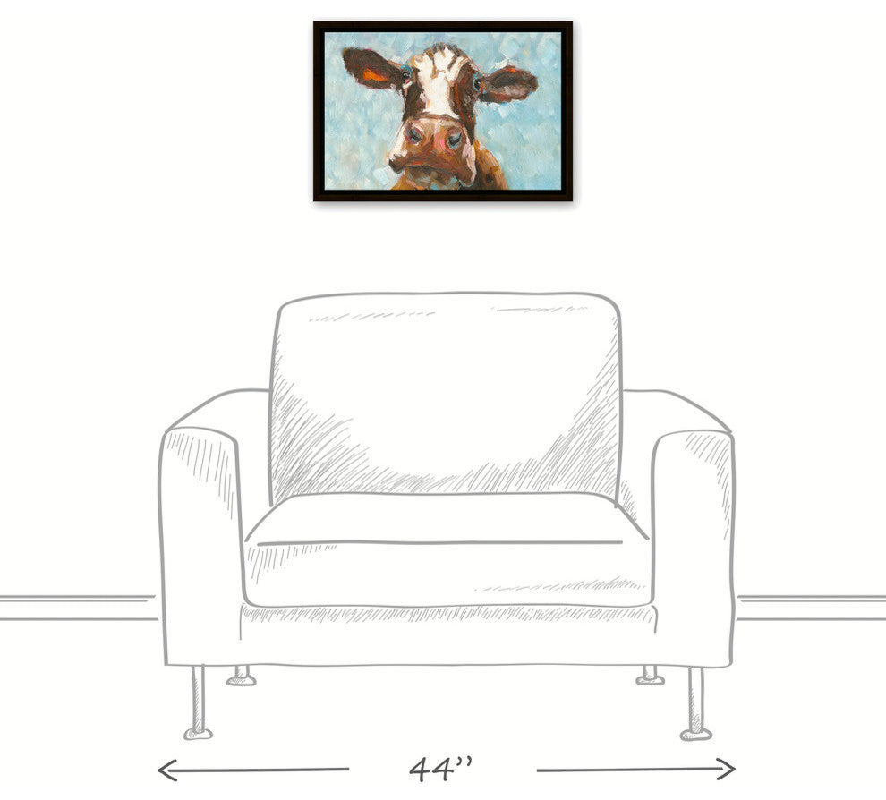 Curious Cow 1 Canvas Wall Art, 12"x18", Framed
