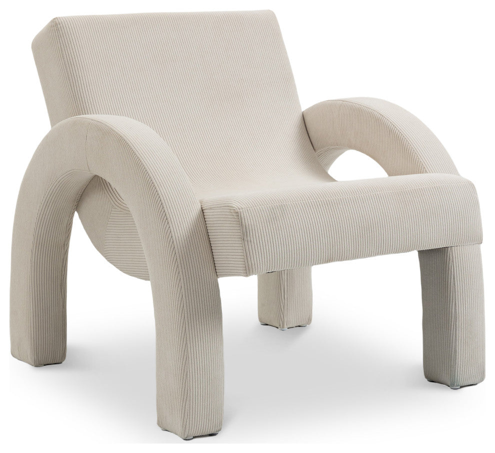 Corduroy Fabric Upholstered Accent Chair, Cream