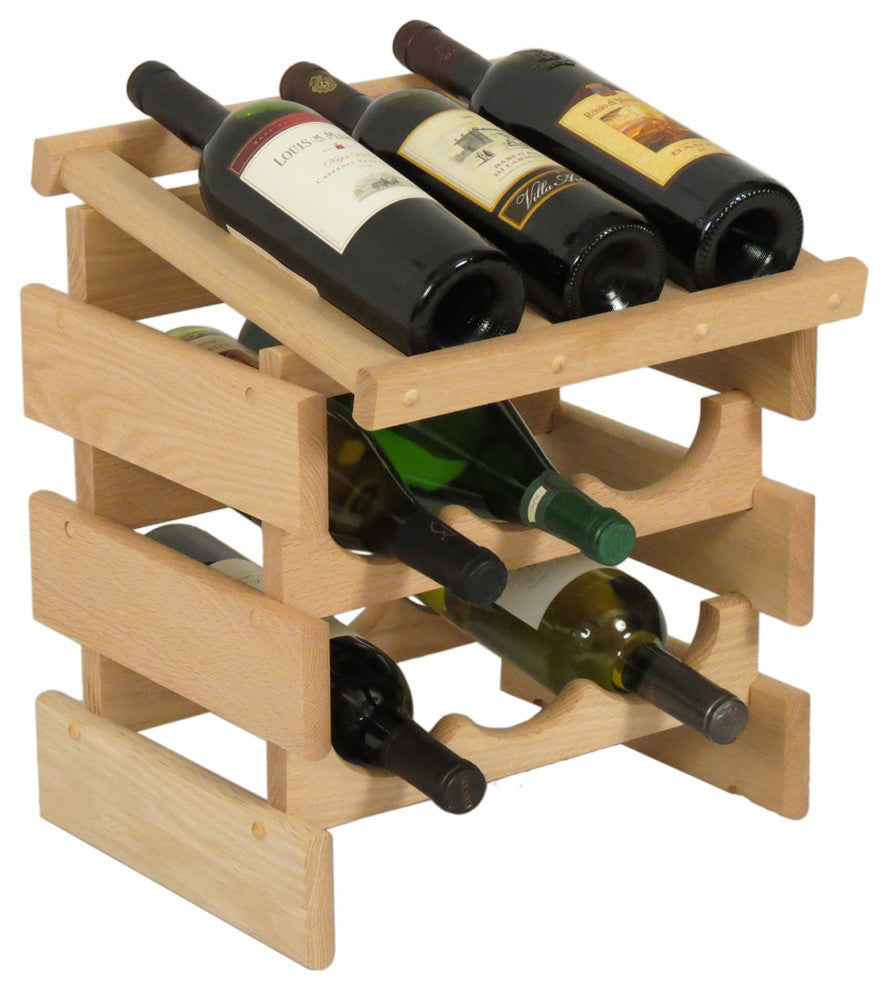9 Bottle Dakota Wine Rack with Display Top, Unfinished