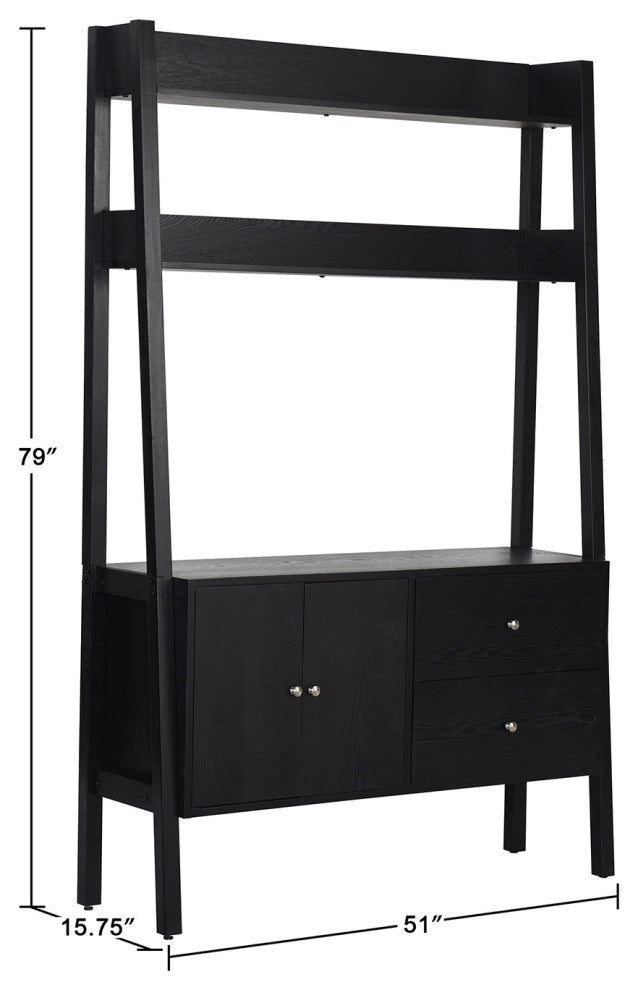 Scandia Leaning Console Upper Shelves Black Ash Veneer Finish