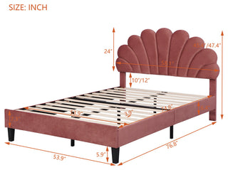 Gewnee Queen Size Upholstered Platform Bed in Red