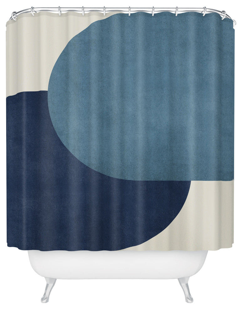 MoonlightPrint Halfmoon Colorblock Blue Shower Curtain