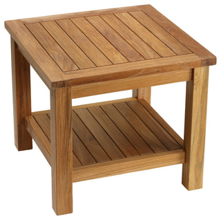 Bare Decor Turi Side Table With Shelf, Solid Teak Wood, Square 20"