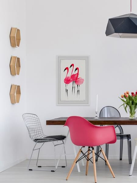 "Flush Flamingoes" Framed Painting Print, 16"x24"
