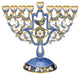 Hand Painted Enamel Menorah Candelabra With Hamsa and Doves