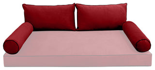 STYLE V2 Twin Velvet ContrastPipe Indoor Daybed Bolster Pillow |COVER ONLY|AD369
