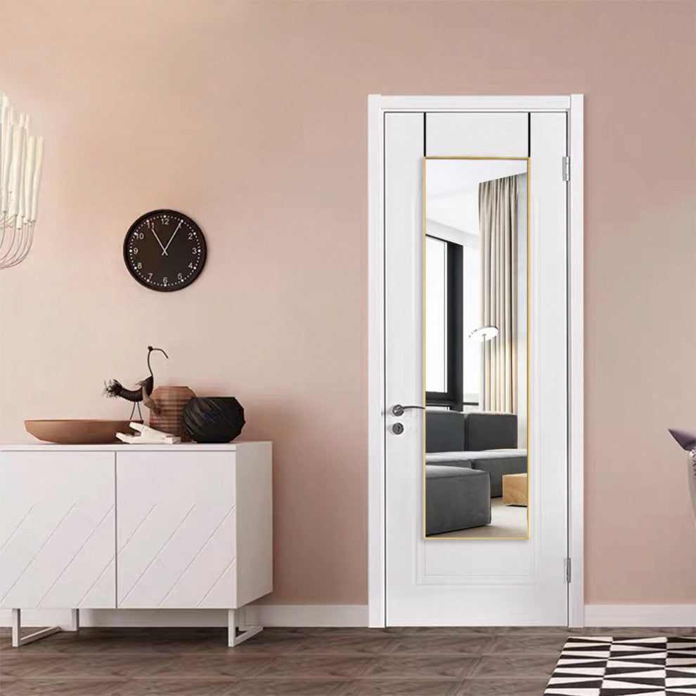 14x50" Rectangular Framed Wall Mounted Full Length Mirror, Gold