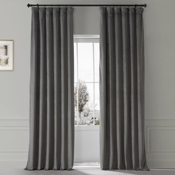 Signature Plush Velvet Blackout Curtain Single Panel, Nightlife Gray, 50"w X 108"l