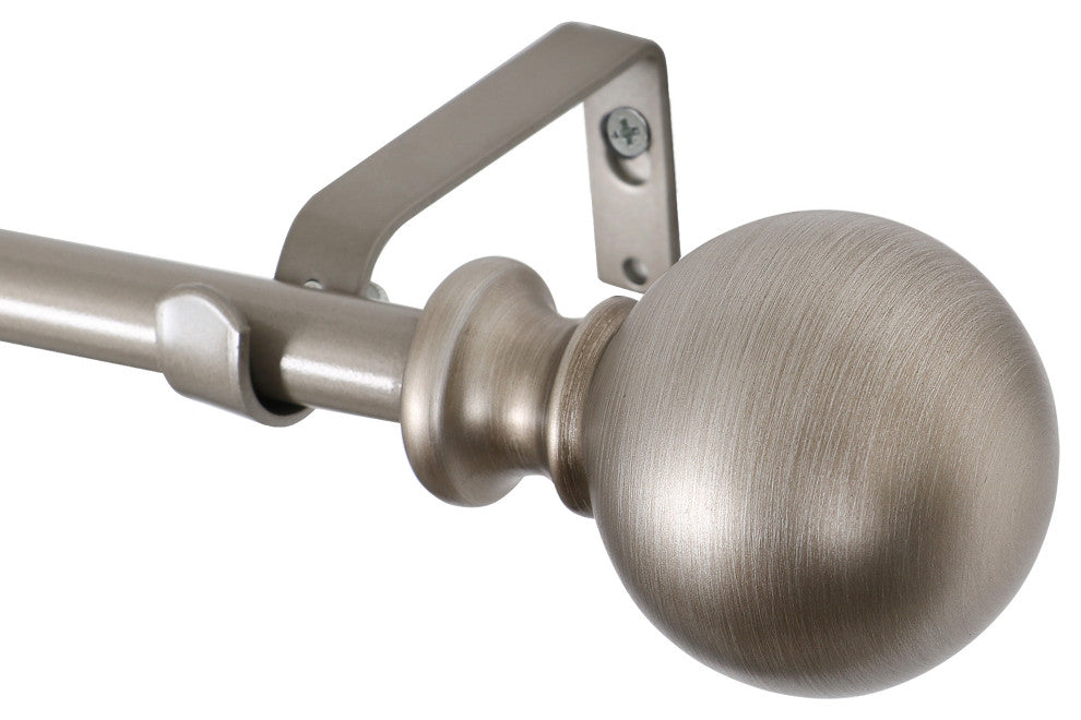 Utopia Alley Curtain Rod with Round Finials, 28-48", Satin Nickel
