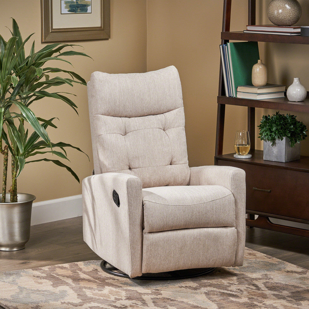 Ishtar Contemporary Glider Swivel Push Back Nursery Recliner, Beige