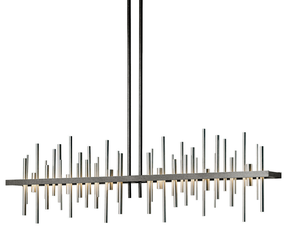 Cityscape Large LED Pendant, Natural Iron Finish, Vintage Platinum Accent