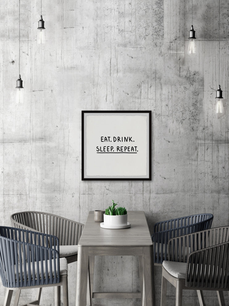 "Eat Drink Sleep" Framed Painting Print, 32x32