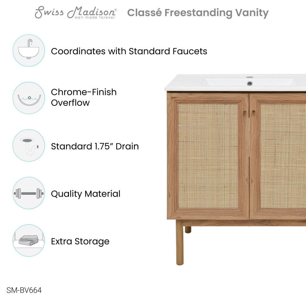 Classe 30" Bathroom Vanity, Oak