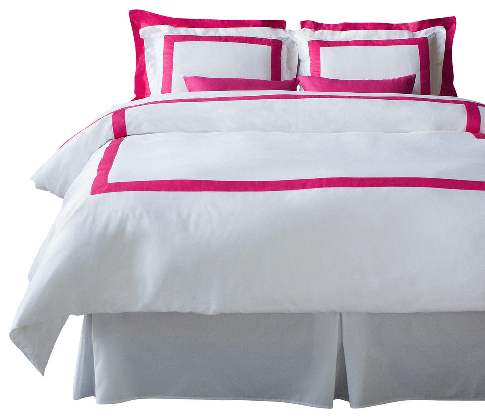 LaCozi Cotton Sateen Modern Boutique Hotel Hot Pink Duvet Cover Set, Queen