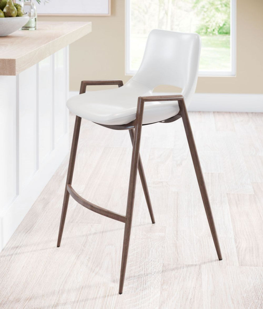 Desi Counter Stool, Set of 2 White/Walnut