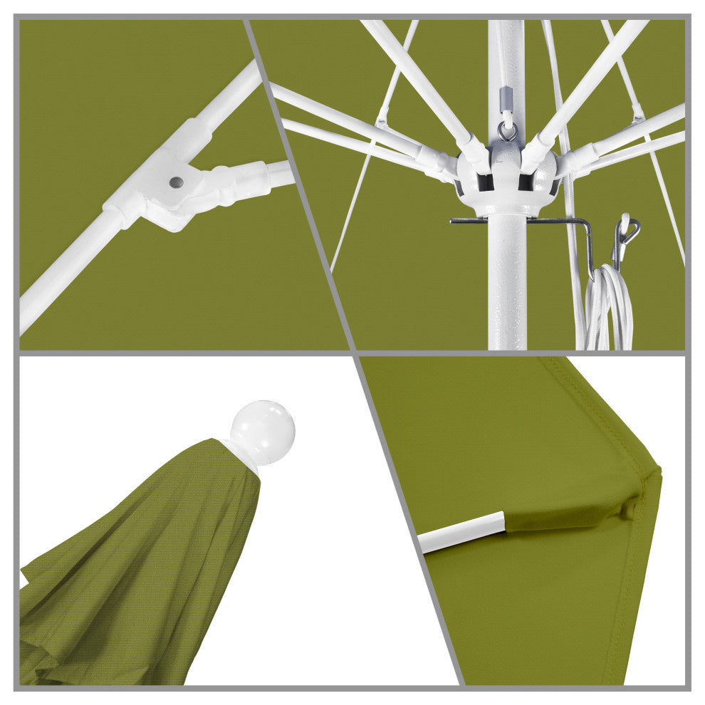 11' Fiberglass Umbrella With White Frame, Kiwi, 11'
