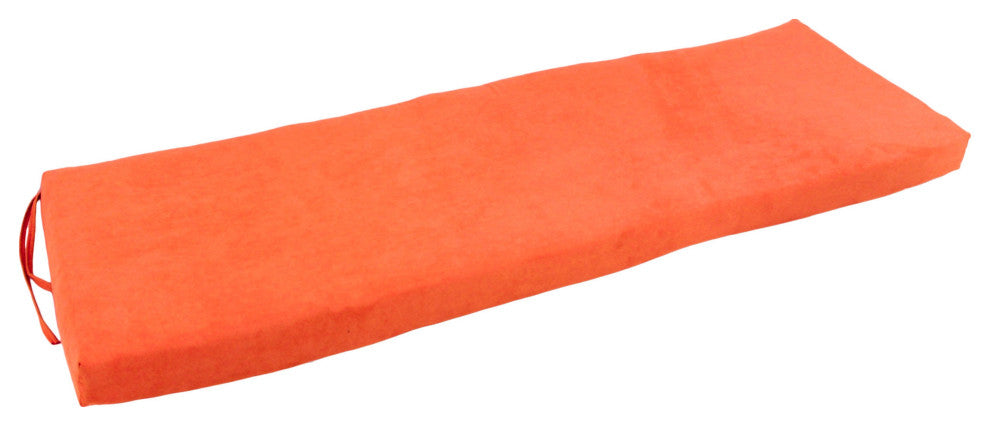 51"X19" Solid Microsuede Bench Cushion, Tangerine Dream
