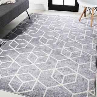 Tumbling Blocks Modern Geometric Light Gray/White 3'x5' Area Rug