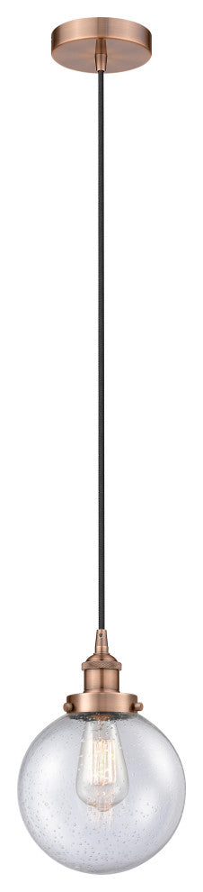Innovations 616-1PH-AC-G204-8-LED 1-Light Mini Pendant, Antique Copper