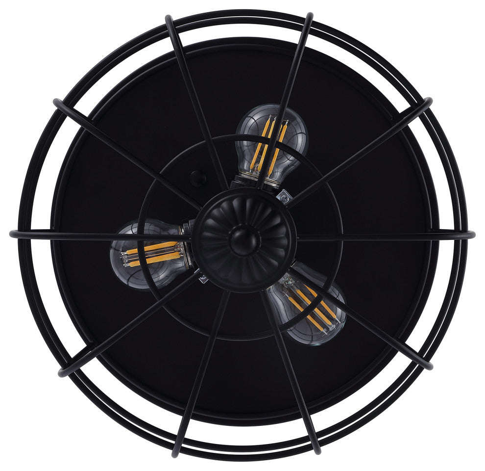 11" Industrial Farmhouse Cage Flush Mount Ceiling Light, Black