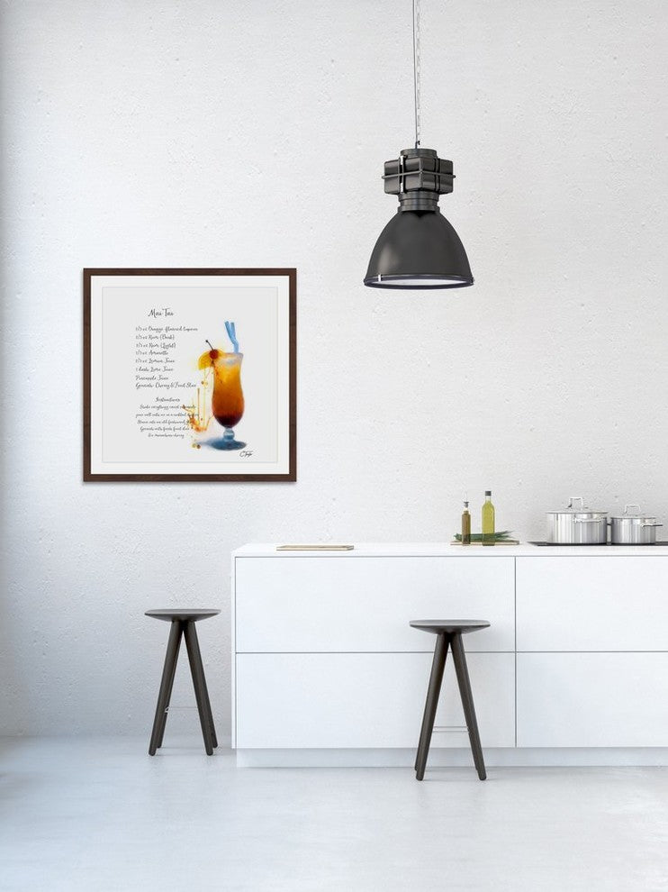 "Mai Tai Recipe" Framed Painting Print, 24"x24"