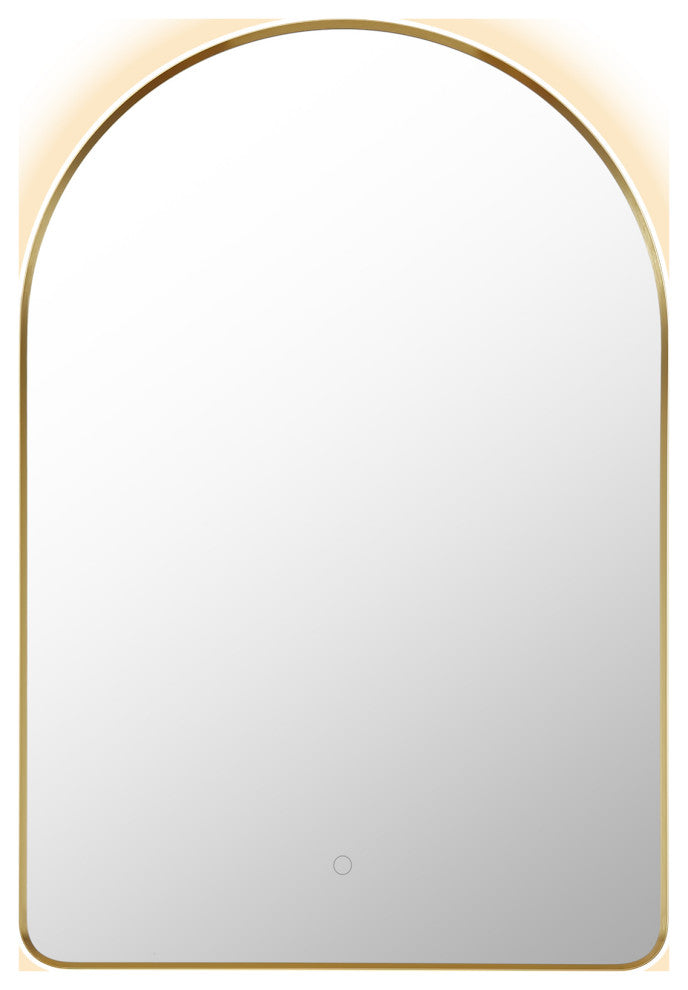 Starlit Domed Bathroom/Vanity LED Wall Mirror, Brushed Gold, 24"