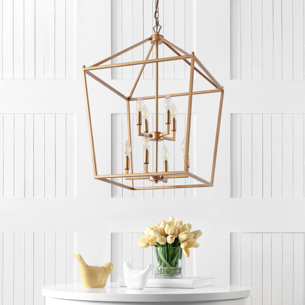 Pagoda Lantern Metal LED Pendant, Antique Gold, Width: 20"