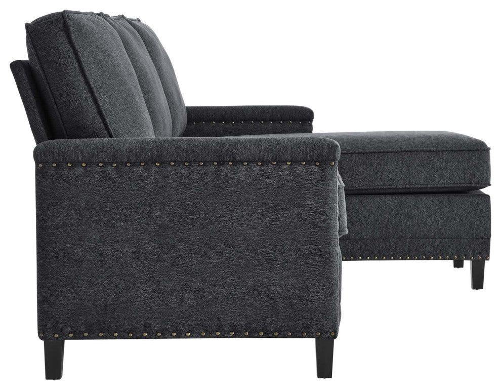 Sofa, Fabric, Dark Gray, Modern, Living Lounge Room Hotel Lobby Hospitality