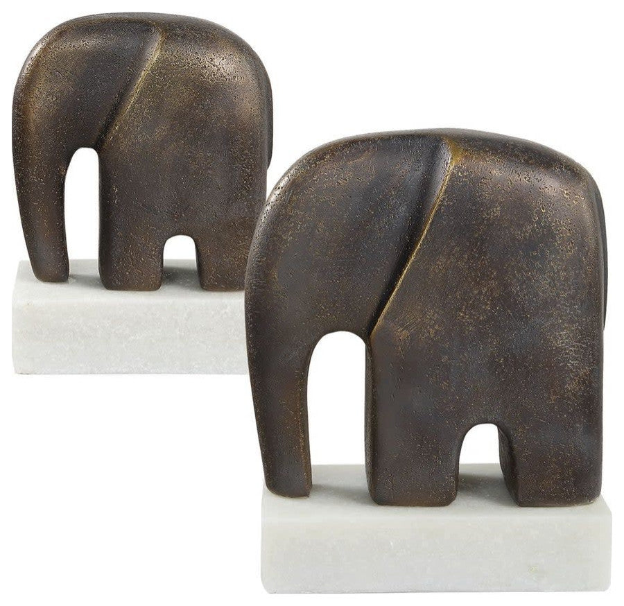 Uttermost 18195 Timeless Tusk 9-1/16" Tall Polyresin Animals - White / Bronze