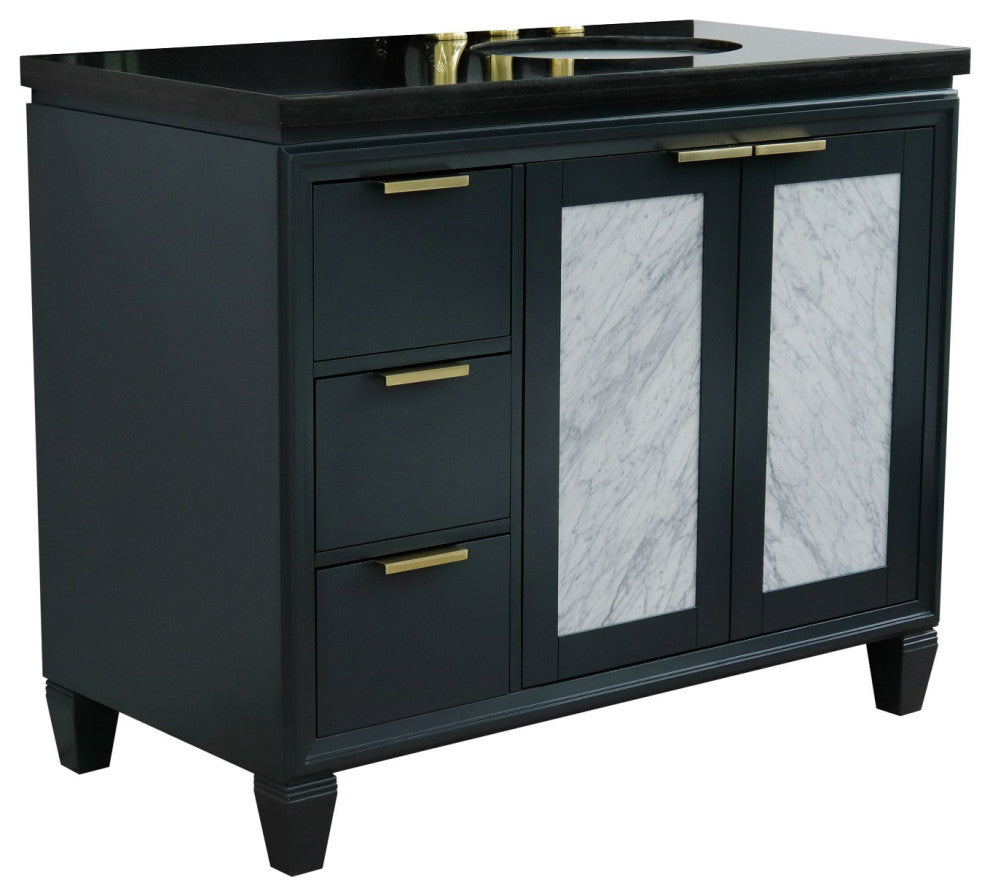 43" Single Vanity, Dark Gray Finish With Black Galaxy