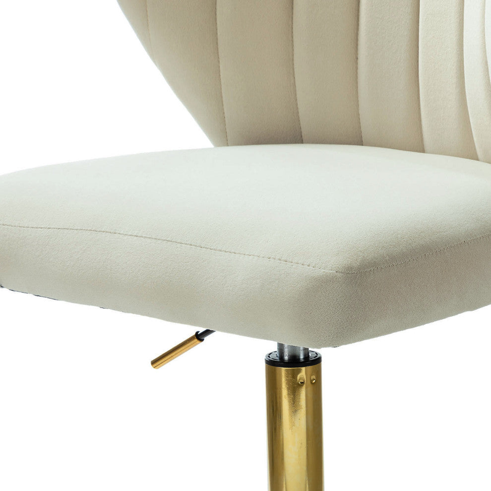 Swivel Task Chair With Tufted Back, Tan