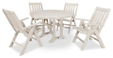 POLYWOOD Vineyard 5-Piece Nautical Trestle Folding Dining Set, Sand