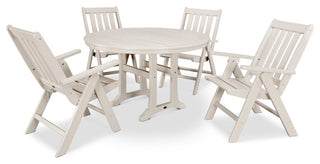 POLYWOOD Vineyard 5-Piece Nautical Trestle Folding Dining Set, Sand