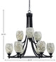 Paramount 9-Light Chandelier, Matte Black, 5" Natural Fusion Glass