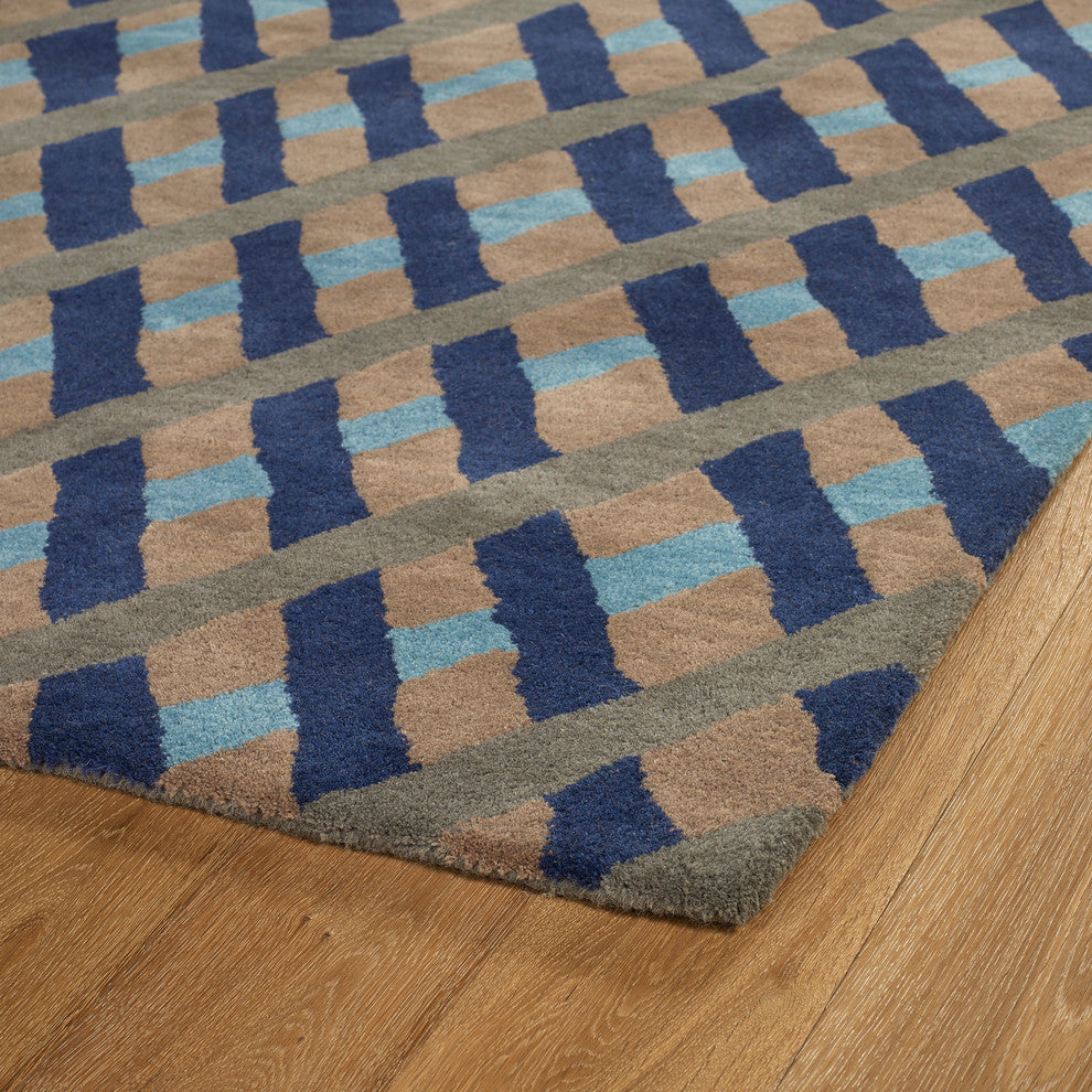 Kaleen Hand-Tufted Pastiche Wool Rug, Blue, 9''x12''