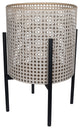 Black and Beige Cane Webb Metal Planter