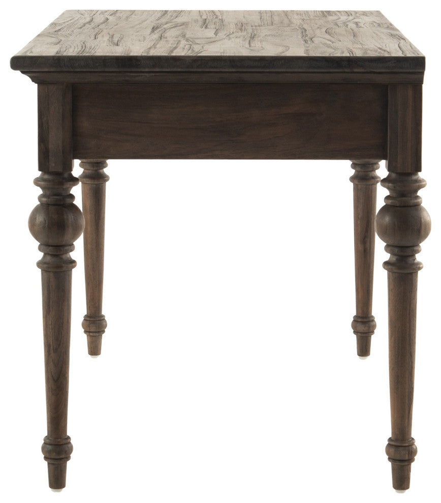Antiqued Brown Teak Provencial Writing or Computer Desk
