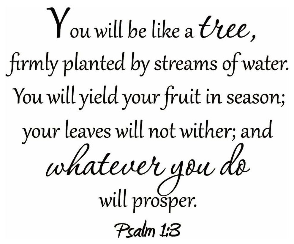 VWAQ You Will Be Like a Tree Firmly Planted by Streams of Water Psalm 1:3 Decal