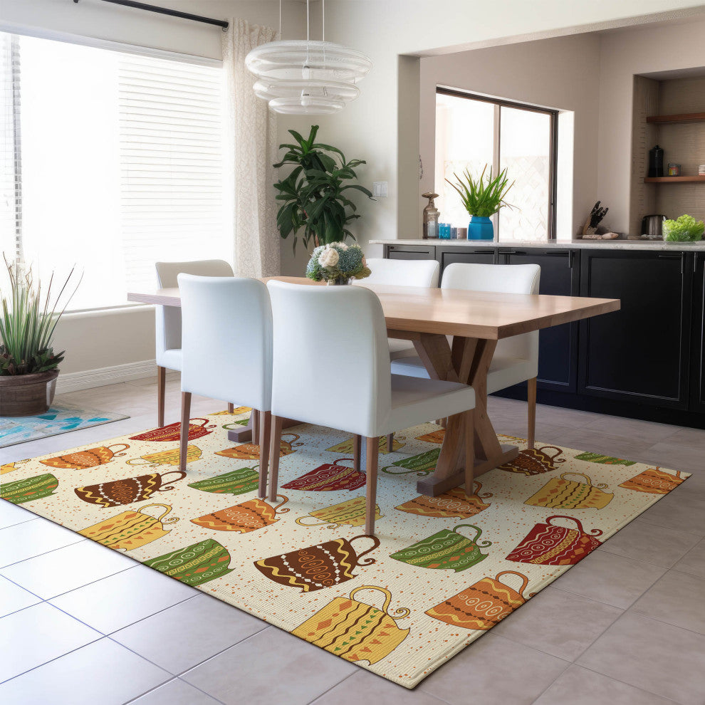 Indoor/Outdoor Kendall KE15 Linen Machine Washable 9' x 12' Rug