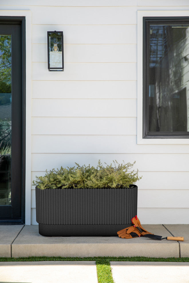 Veradek Demi Series Long 30" Planter, Black, 30 Inch, 1 Pack