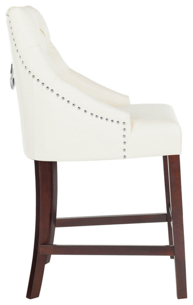 Safavieh Eleni Tufted Counterstool, White/Espresso