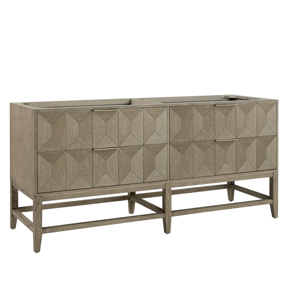 Emmeline 72" Double Vanity, Pebble Oak, Base Only - No Top