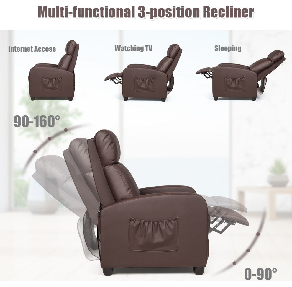 Recliner Massage Chair, Ergonomic Adjustable Single Sofa with Padded Seat