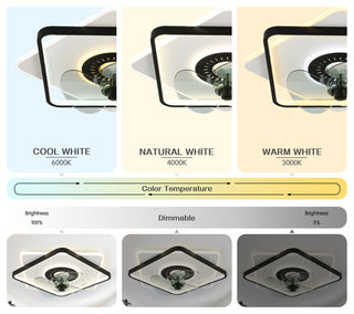 Bella Depot Modern Design Flush Mount Ceiling Fan with Remote and LED Light