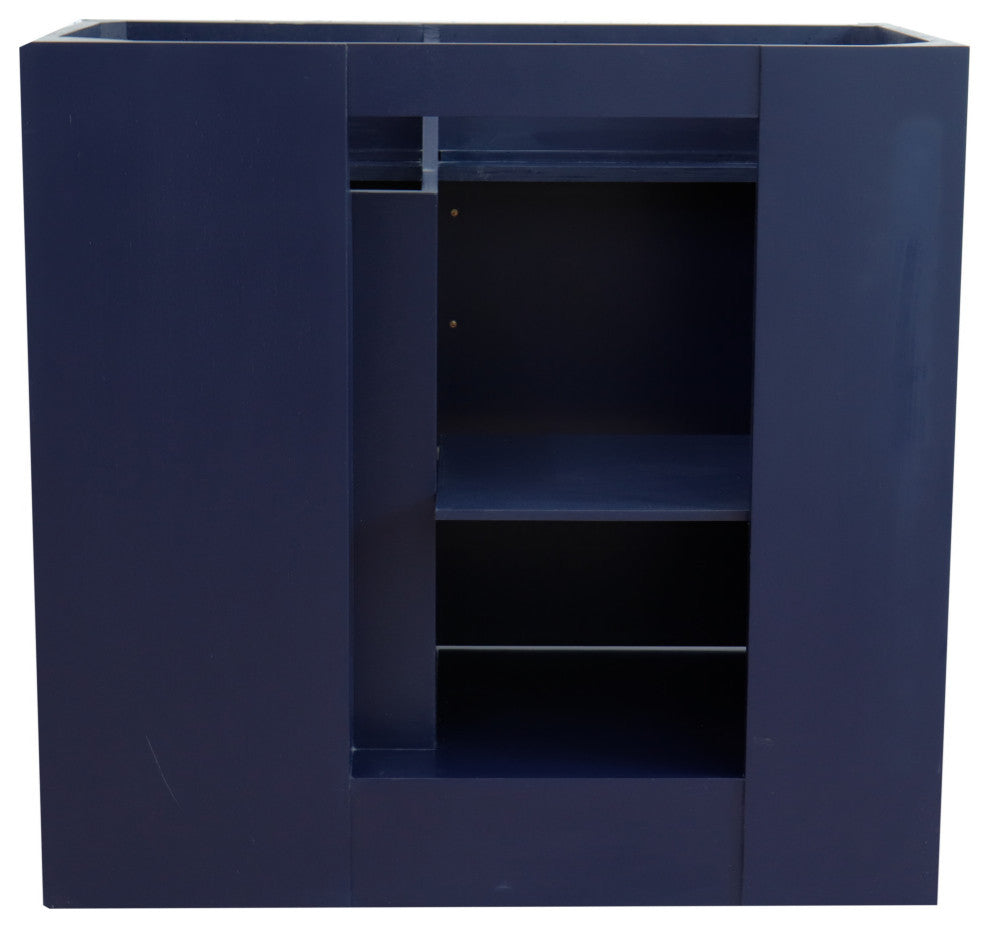 37" Single Sink Vanity, Blue Finish With White Carrara Marble