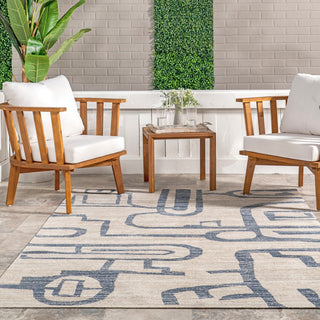 Nuloom Milani Contemporary Washable Indoor/Outdoor Rug, Navy 7'5"x9'6"