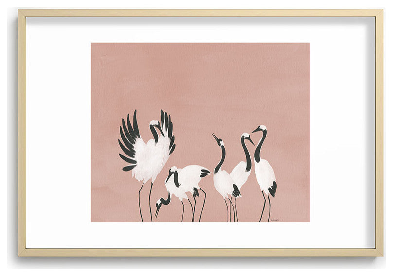 Megan Galante Crane Dance Mauve Pink Recessed Framing Rectangle